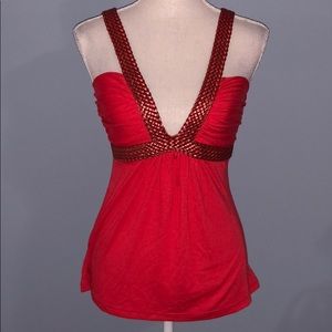 Bebe sexy v neck braided tank top halter shirt